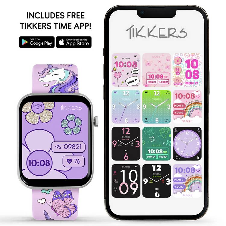 Tikkers kids smart watch purple series 13, imported from the UK