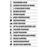 Sekonda Active Plus smart watch black stainless steel, UK version