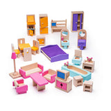 Bigjigs wooden dolls house furniture set 27 pieces, UK version