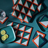 Argos Habitat Geo Cube Placemat and Coaster Set - Green (4 Placemats & 4 Coasters)- Buy online at McGrocer