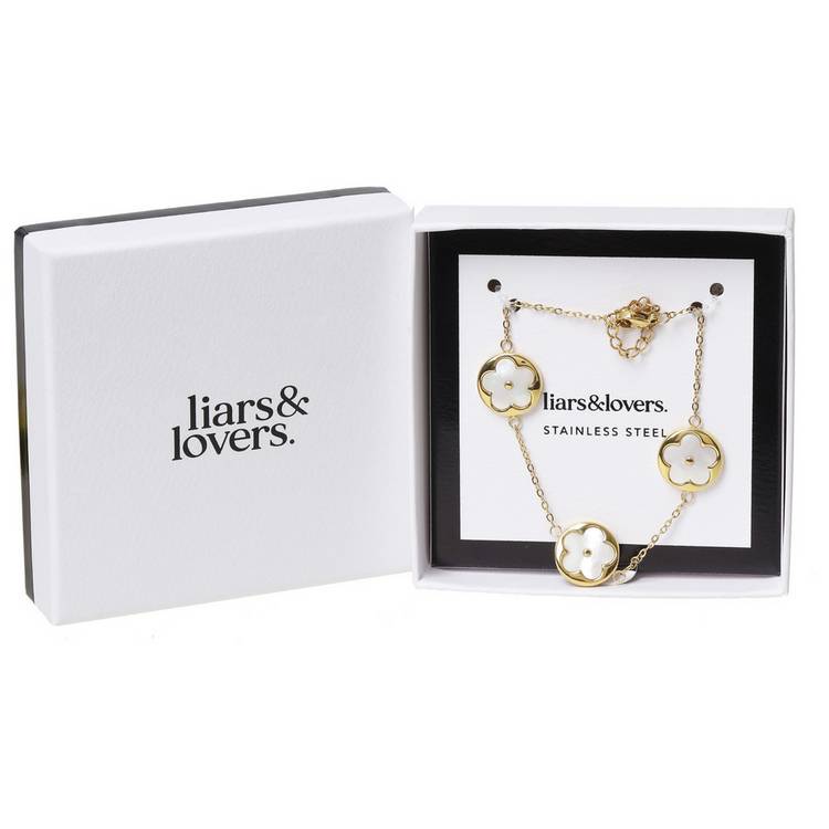 Liars & Lovers gold tone flower bracelet 19cm (British brand)