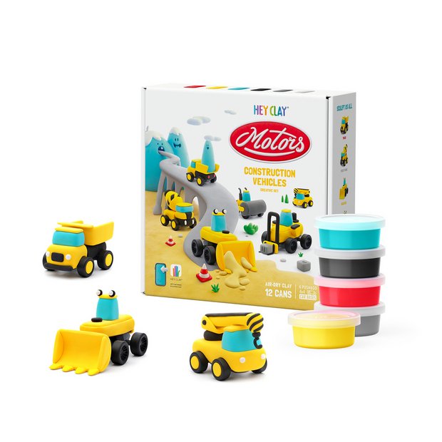 Hey Clay construction vehicles clay set 12 cans, UK version