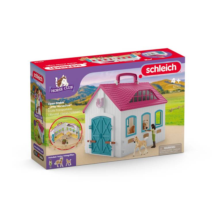 Schleich Horse Club Open Stable playset with mare and foal (British brand)