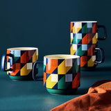 Argos Habitat Geo Cube Set of 4 Stoneware Mugs - Blue- Buy online at McGrocer