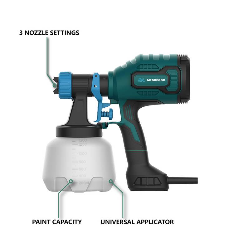 McGregor 600W paint spray gun with 1300ml tank - British product