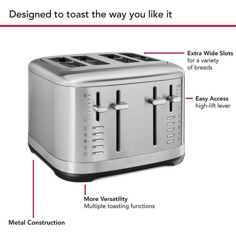 KitchenAid 4 Slice Toaster stainless steel, imported from the UK