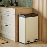 Habitat twin compartment pedal bin cream 60 litre, UK version