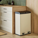 Habitat twin compartment pedal bin cream 60 litre, UK version