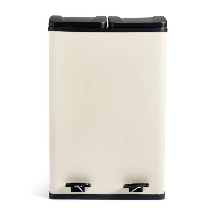 Habitat twin compartment pedal bin cream 60 litre, UK version