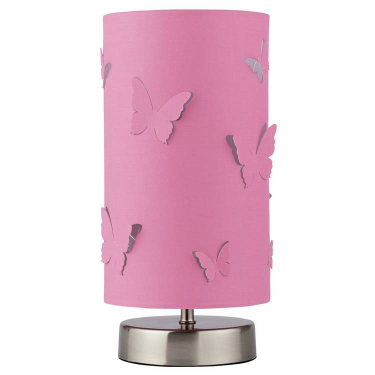 Argos Home pink butterfly cutout table lamp H25cm - British product