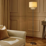 Argos Home cream velvet floor lamp with crystal beads, imported from the UK