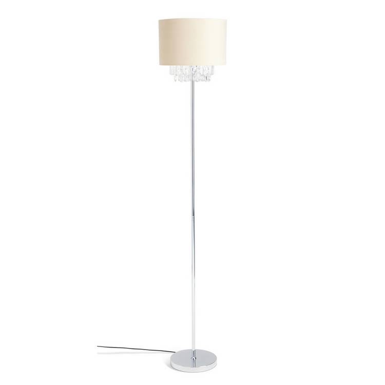 Argos Home cream velvet floor lamp with crystal beads, imported from the UK