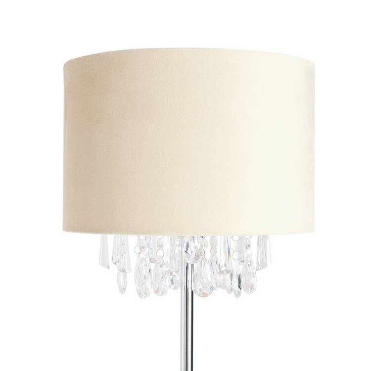 Argos Home cream velvet floor lamp with crystal beads, imported from the UK