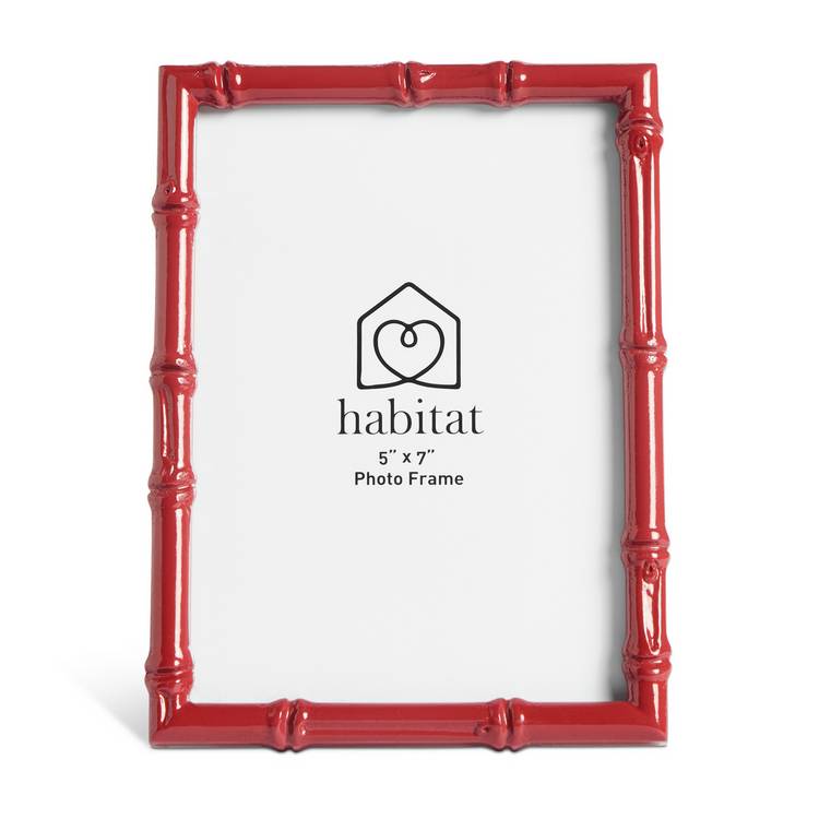 Habitat bamboo effect red picture frame 5x7, imported from the UK