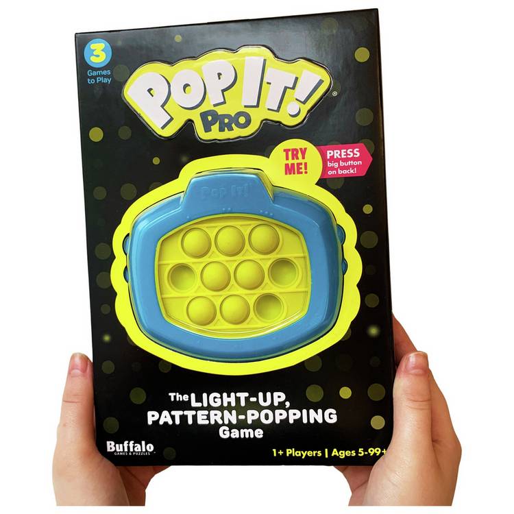 Buffalo Games electronic pop toy with light-up bubbles - British product