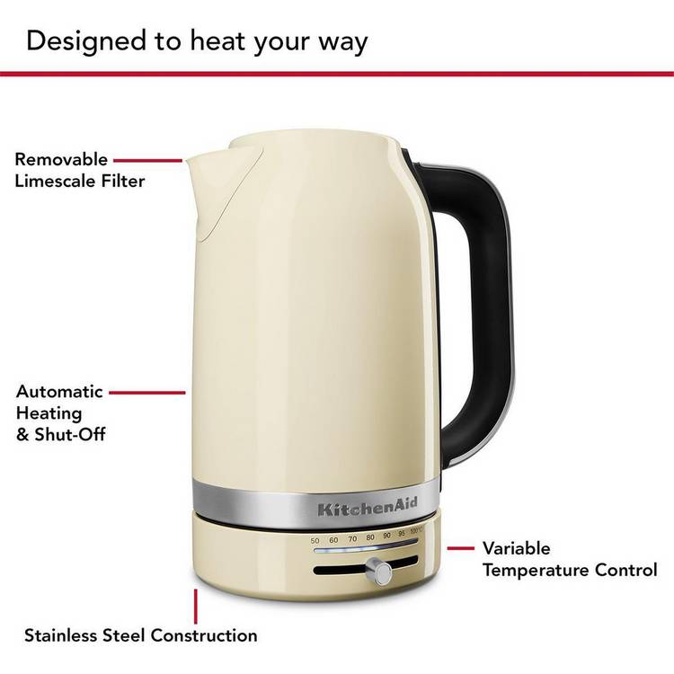KitchenAid variable temperature kettle cream 1.7L, UK version