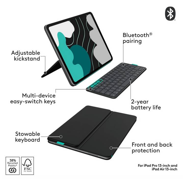 Logitech Flip Folio case for iPad Pro 13 inch, UK version