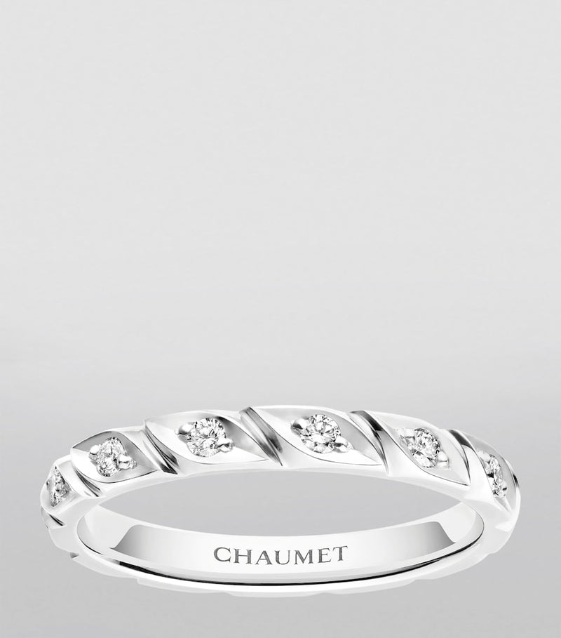 Chaumet Torsade de Chaumet platinum diamond wedding band, imported from the UK