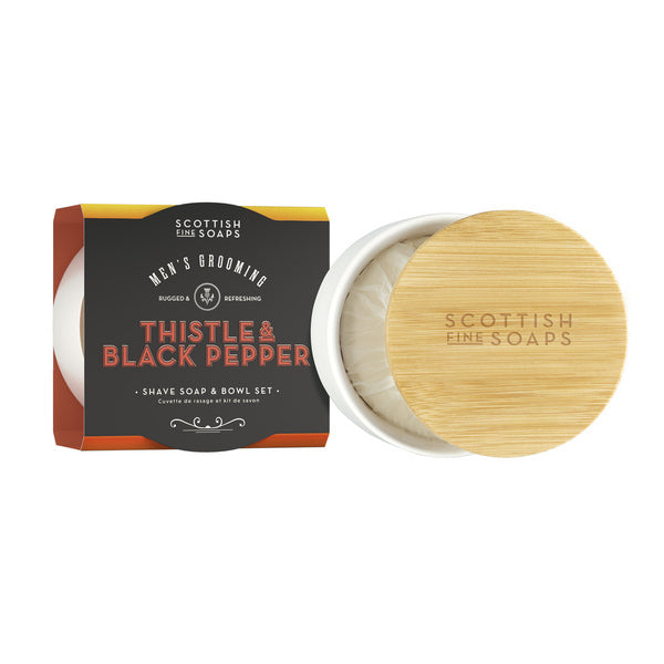 Scottish Fine Soaps Thistle Black Pepper Shave Soap Bowl (British brand)