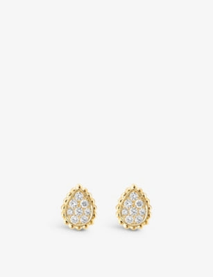 Boucheron Serpent Bohème 18ct yellow gold diamond stud earrings, UK version