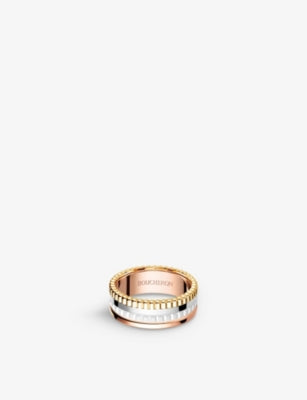 Boucheron Quatre 18ct white, yellow, rose-gold and ceramic ring - British product