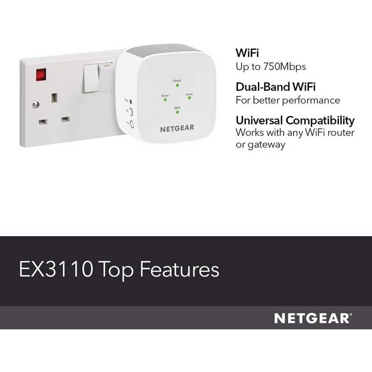 Netgear EX3110 AC750 range extender, imported from the UK