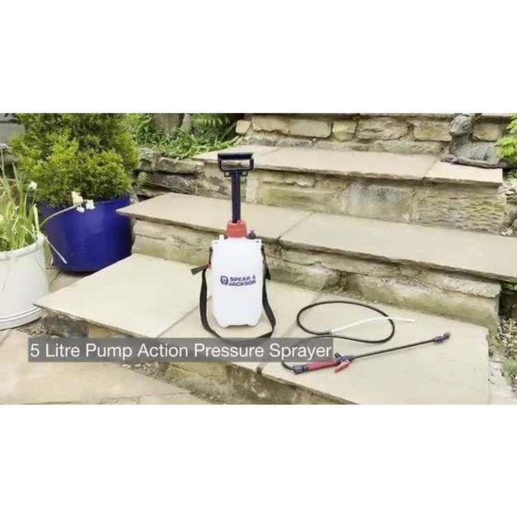 Spear & Jackson Pressure Sprayer Pump Action 5L, imported from the UK