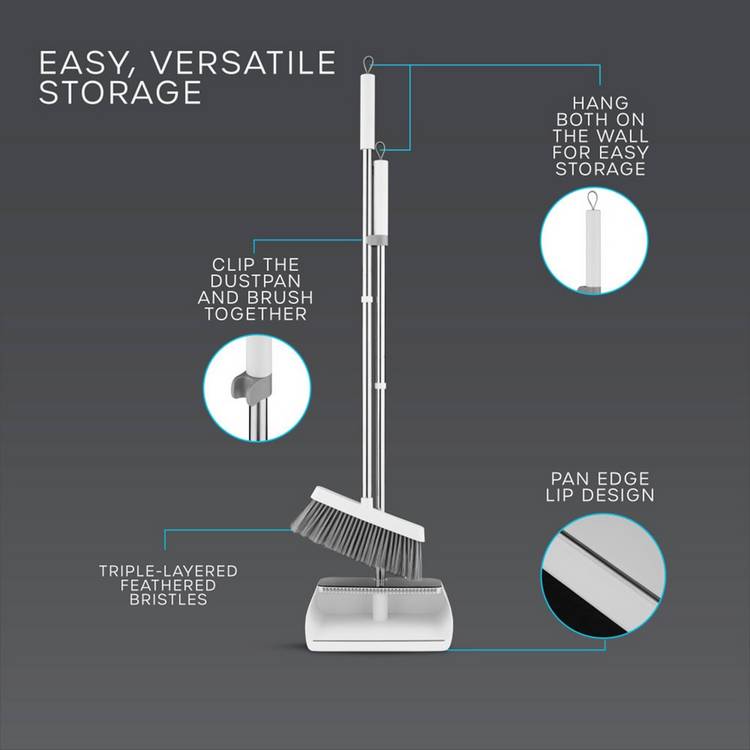 Swan Elevate long handled dustpan and brush set - British product