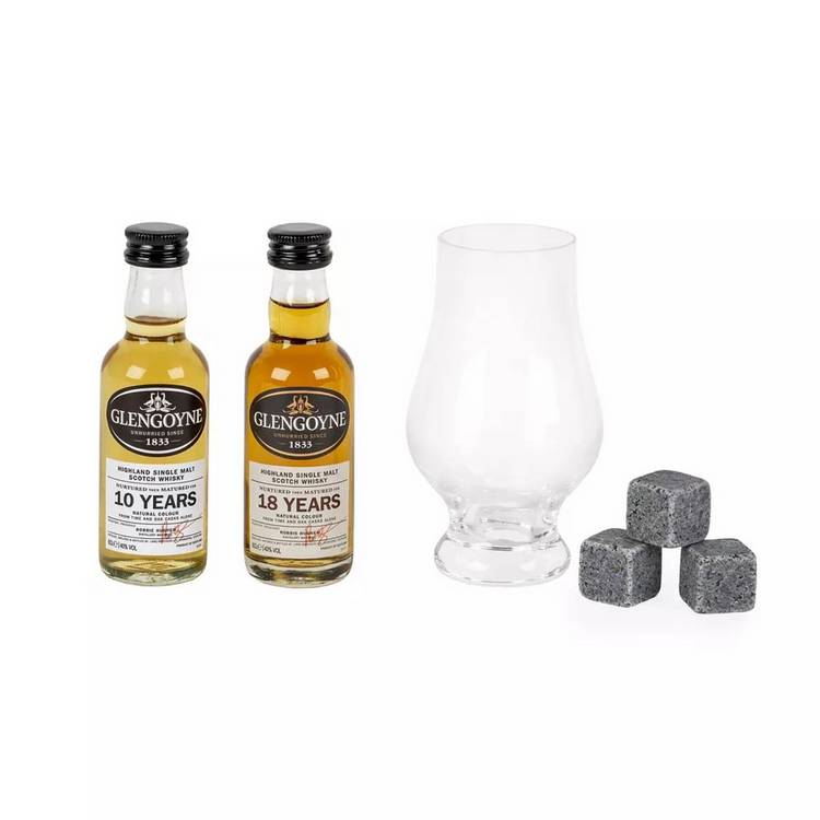 Glengoyne whisky gift set duo with 2x5cl miniatures, UK version