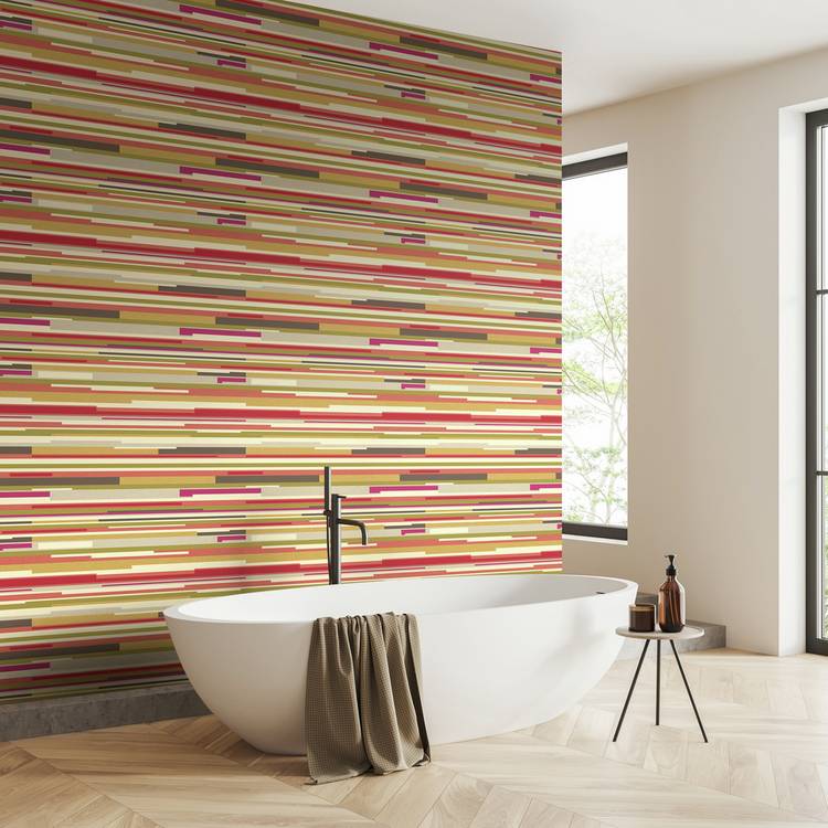 Hoopla Walls mustard yellow horizontal stripe wallpaper (British brand)