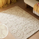 Argos Habitat Scandi Flower Neutral Wool Cut Pile Rug - 120x170cm- Buy online at McGrocer