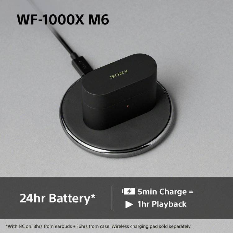Sony WF-1000XM6 noise cancelling earbuds black, UK version