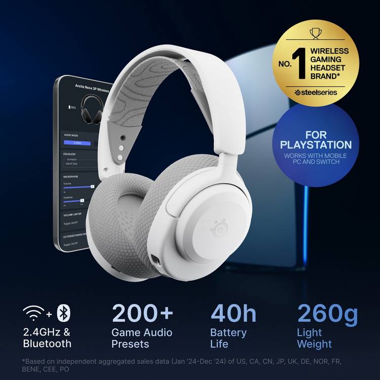 SteelSeries Arctis Nova 3P wireless gaming headset white, imported from the UK