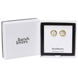 Liars & Lovers circle flower stud earrings (British brand)