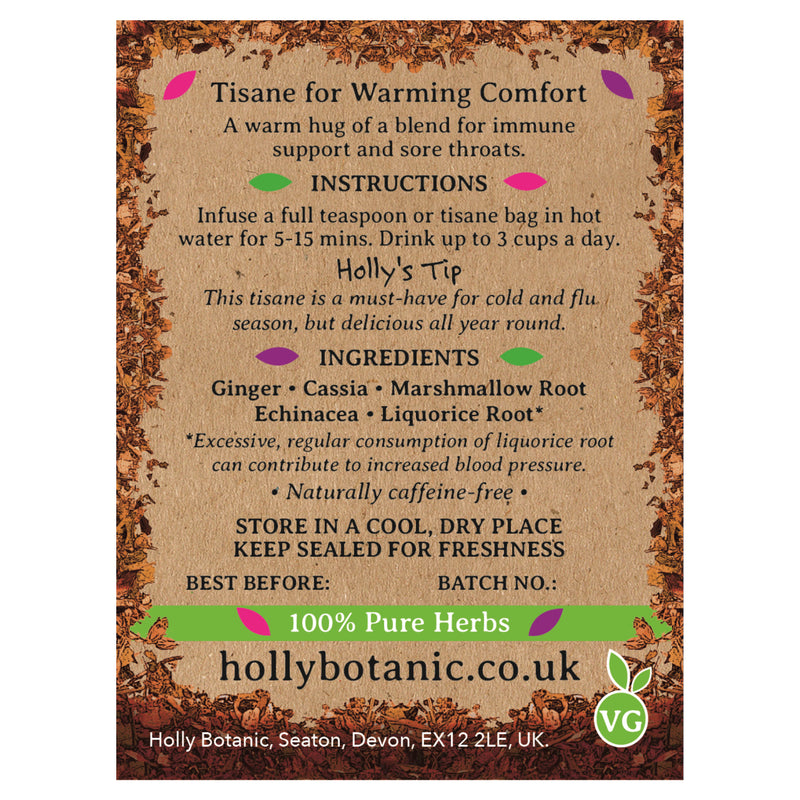 Holly Botanic Soothe Tisane ginger cinnamon loose leaf (British brand)
