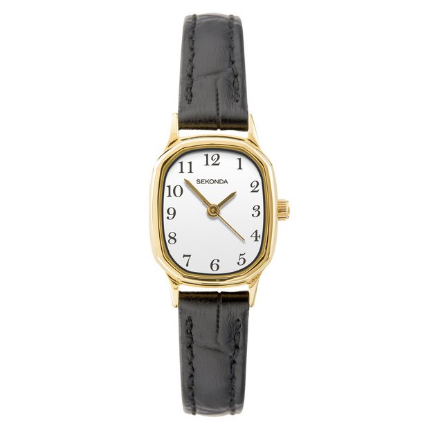 Sekonda ladies watch with black leather strap, UK version