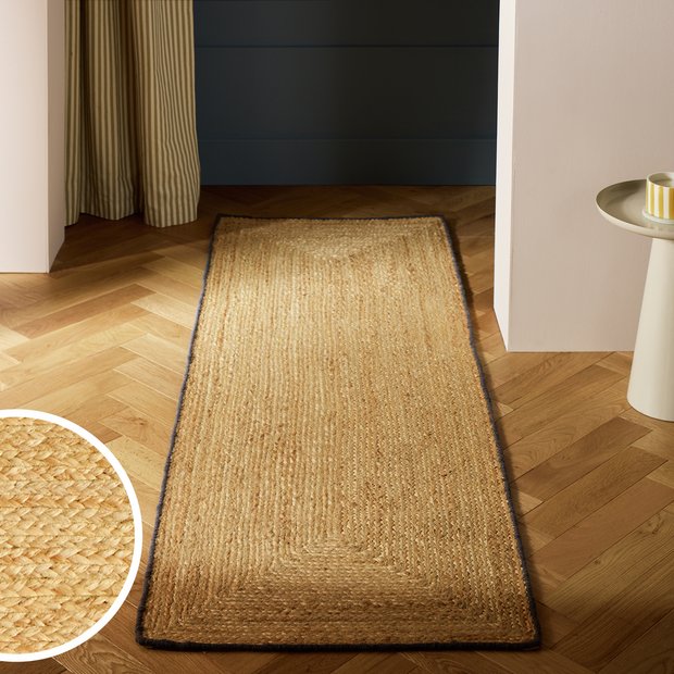 Habitat jute runner grey border 66x200cm, imported from the UK