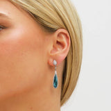 Jon Richard gold plated emerald crystal drop earrings (British brand)