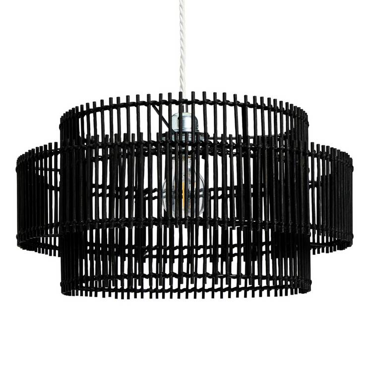 Argos Home black bamboo 2 tier lampshade 40cm - British product