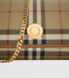Burberry check chain wallet with jacquard design and leather trims - British product