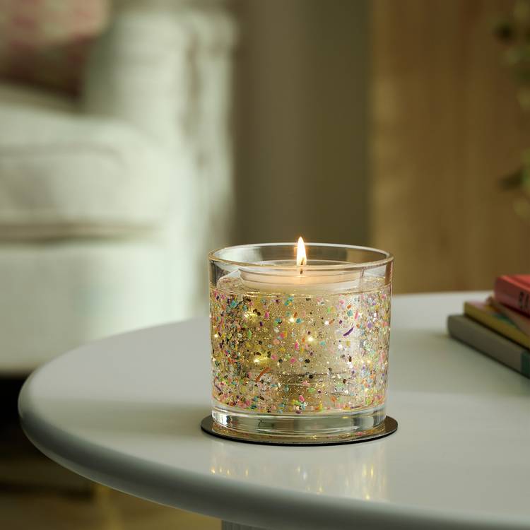 Argos Home Funfetti gel candle patchouli amber 10cm, UK version