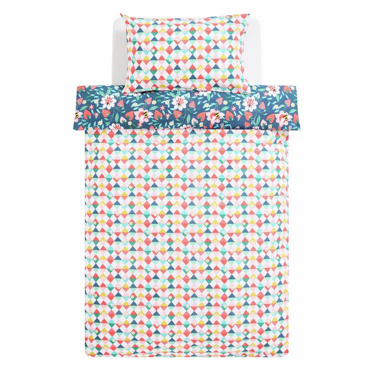 Habitat toddler bedding set strawberry floral blue 150x120cm, imported from the UK