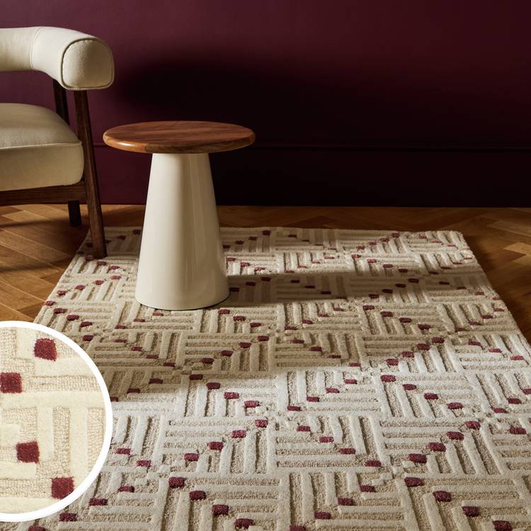 Habitat wool rug crosshatch square beige 120x170cm - British product