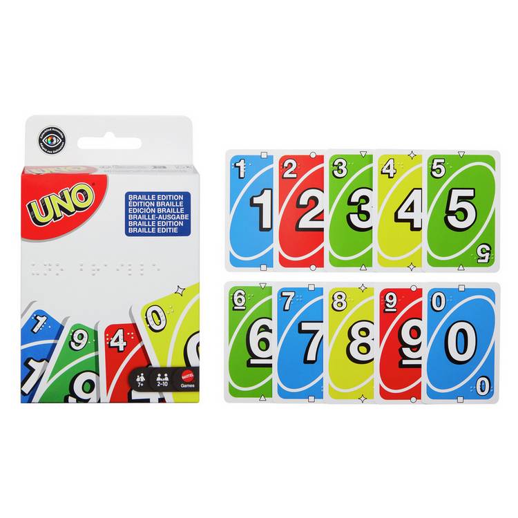 UNO braille card game deck, imported from the UK