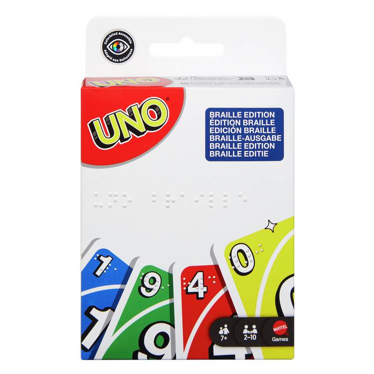 UNO braille card game deck, imported from the UK