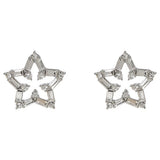 Liars & Lovers star stud earrings silver tone with crystals, imported from the UK