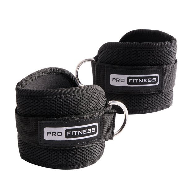 Pro Fitness ankle strap with steel D-ring, British product
