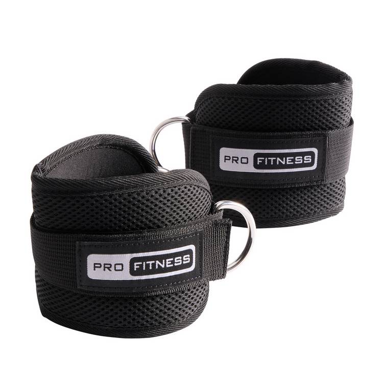 Pro Fitness ankle strap with steel D-ring, British product
