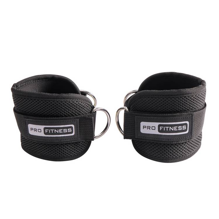 Pro Fitness ankle strap with steel D-ring, British product