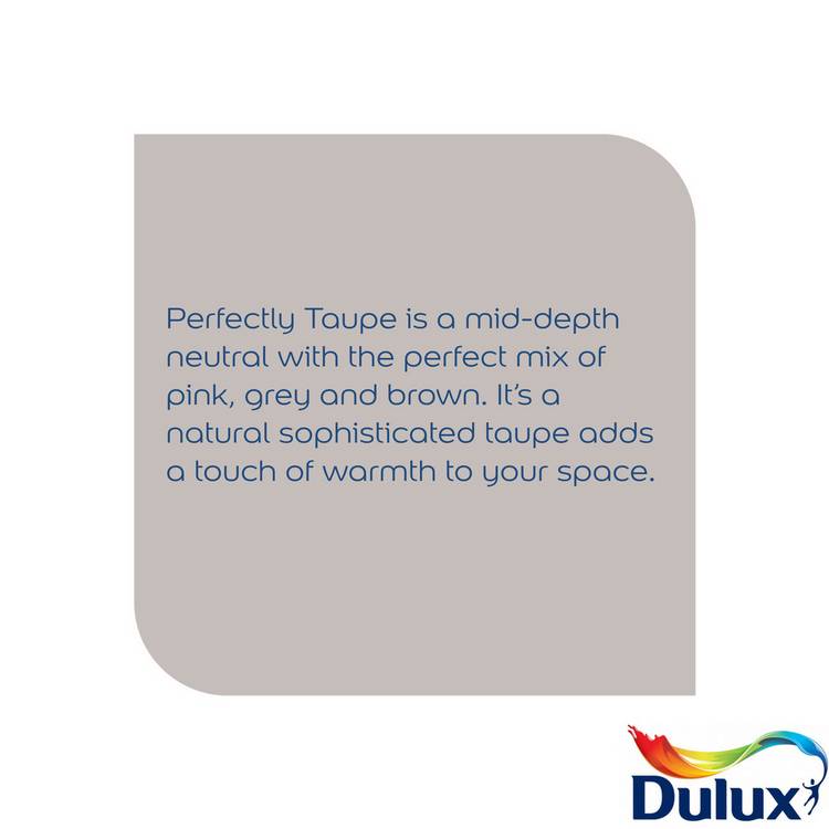 Dulux Perfectly Taupe matt paint 2.5L, imported from the UK